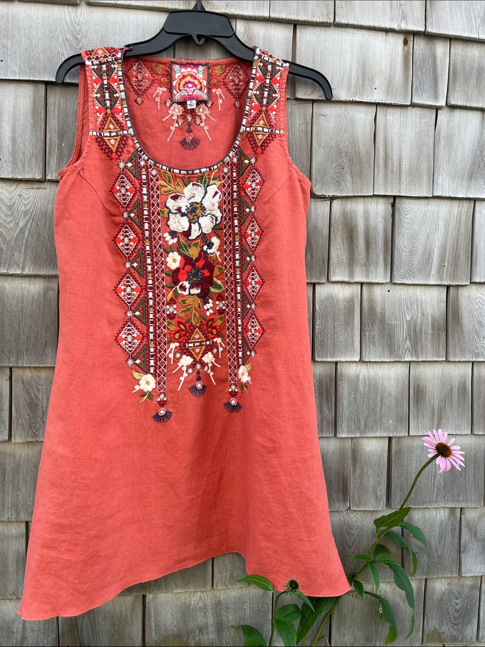 Johnny Was embroidered sleeveless dress XS